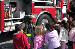 Group of Head Start students visiting the fire department